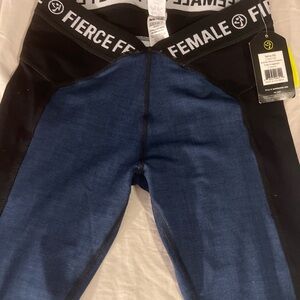 Zumba Fitness Black and Denim Capri Leggings